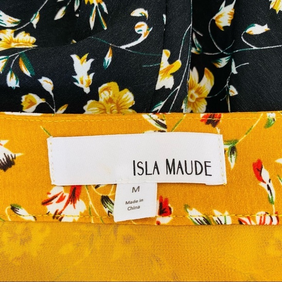 NWOT Anthropologie Isla Maude Asymmetrical MIDI Skirt Yellow Black Gold M 8 10 - Picture 4 of 4